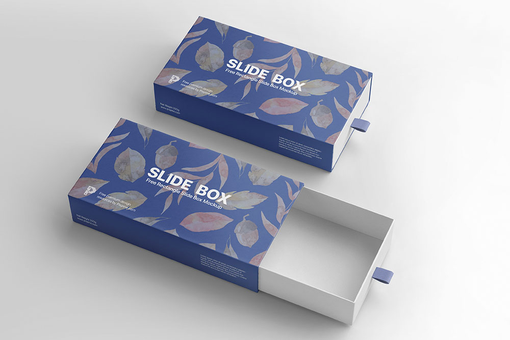 Free Rectangle Slide Open Box Mockup PSD