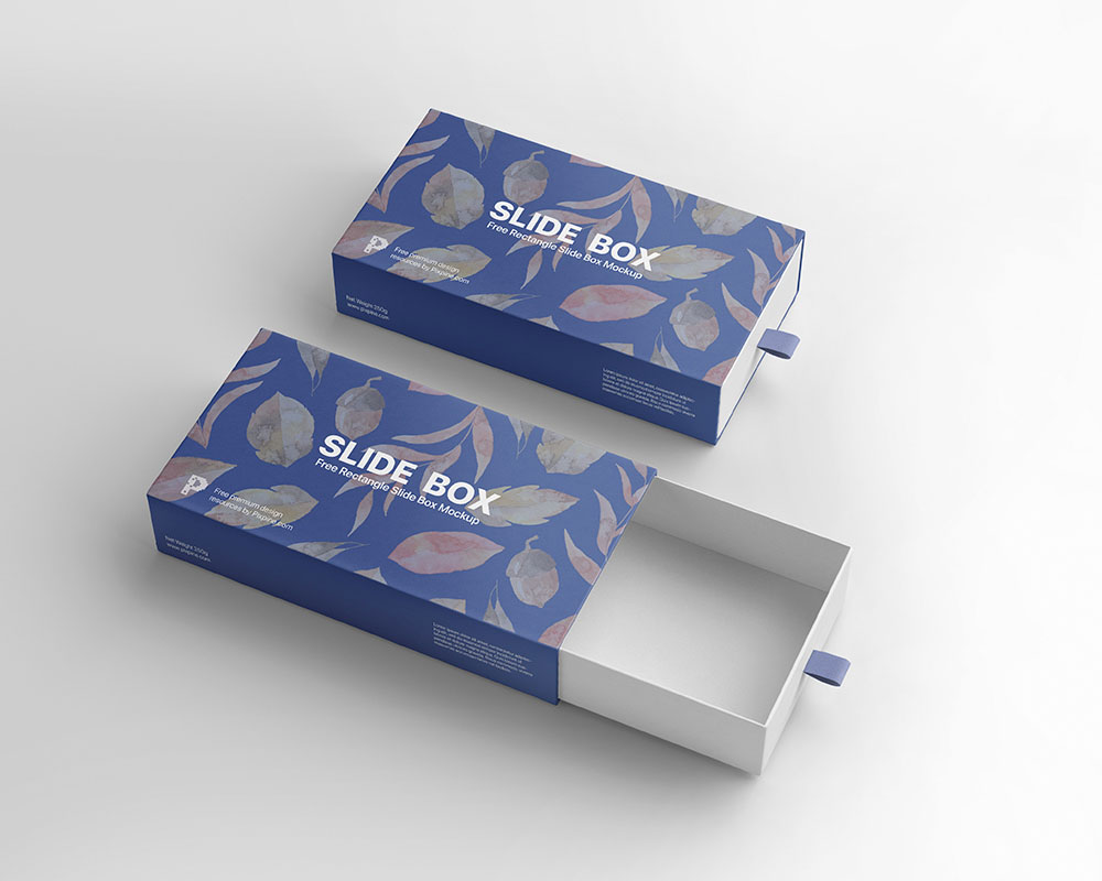 Free Rectangle Slide Open Box Mockup PSD