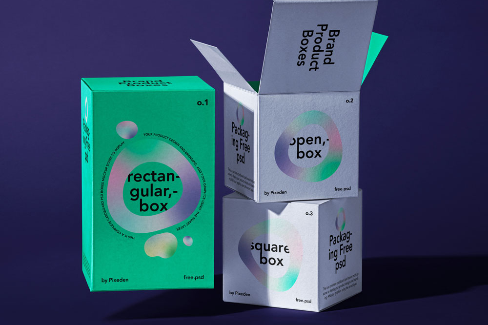 Free Branding Product Boxes Mockup PSD