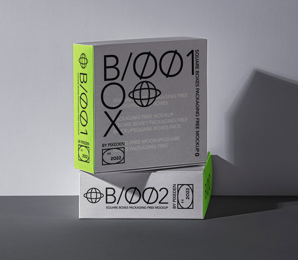 Free Square Product Boxes Mockup PSD