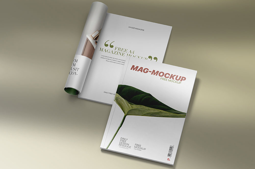 Free A4 Magazine Mockup PSD