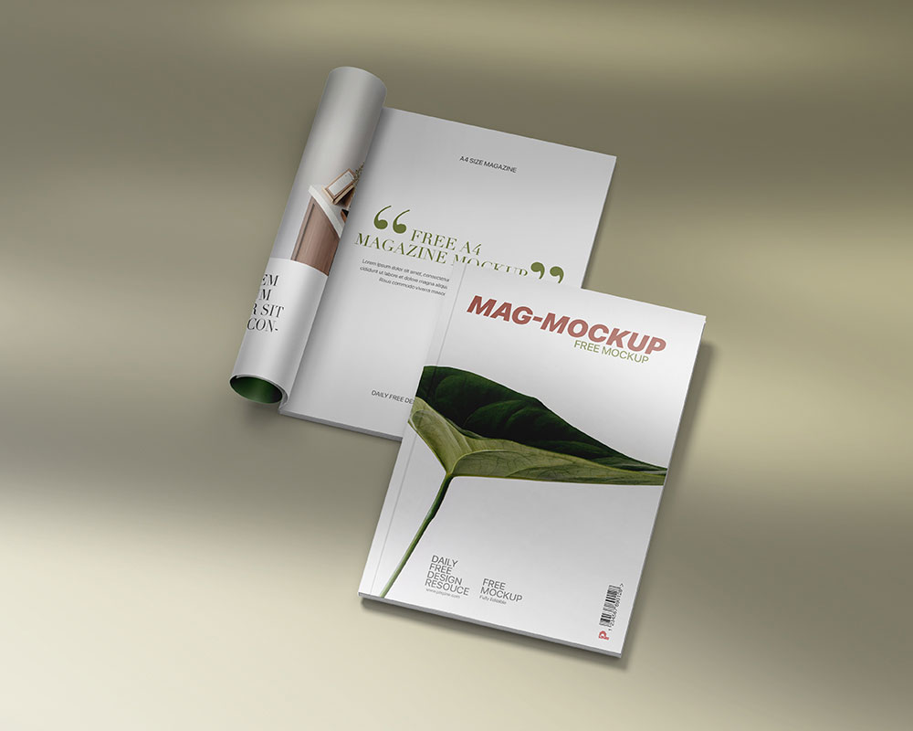 Free A4 Magazine Mockup PSD
