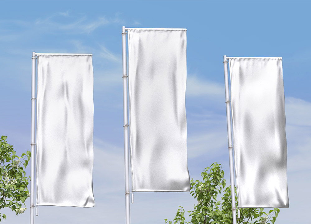 Free Outdoor Pole Flag Mockup PSD