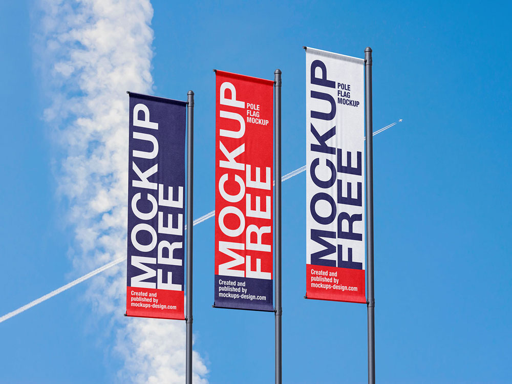 Free Pole Flag Mockup PSD