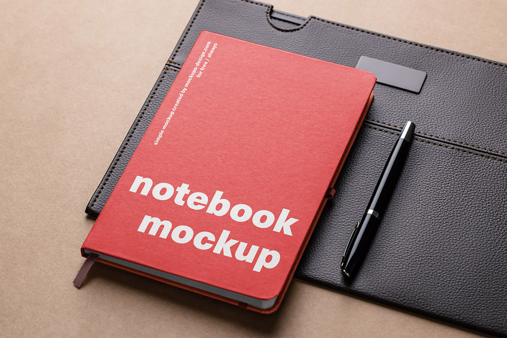 Free Leather Notepad Mockup PSD