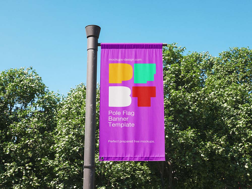 Free Pole Banner Flag Mockup PSD