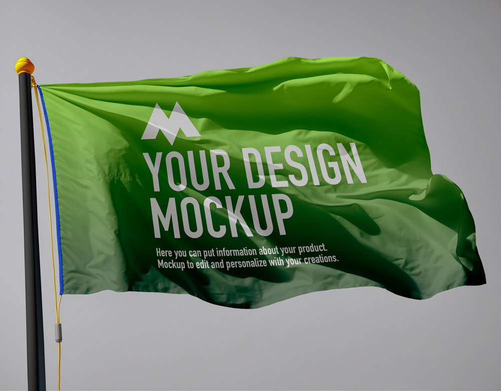 Free Waving Country Flag Mockup PSD