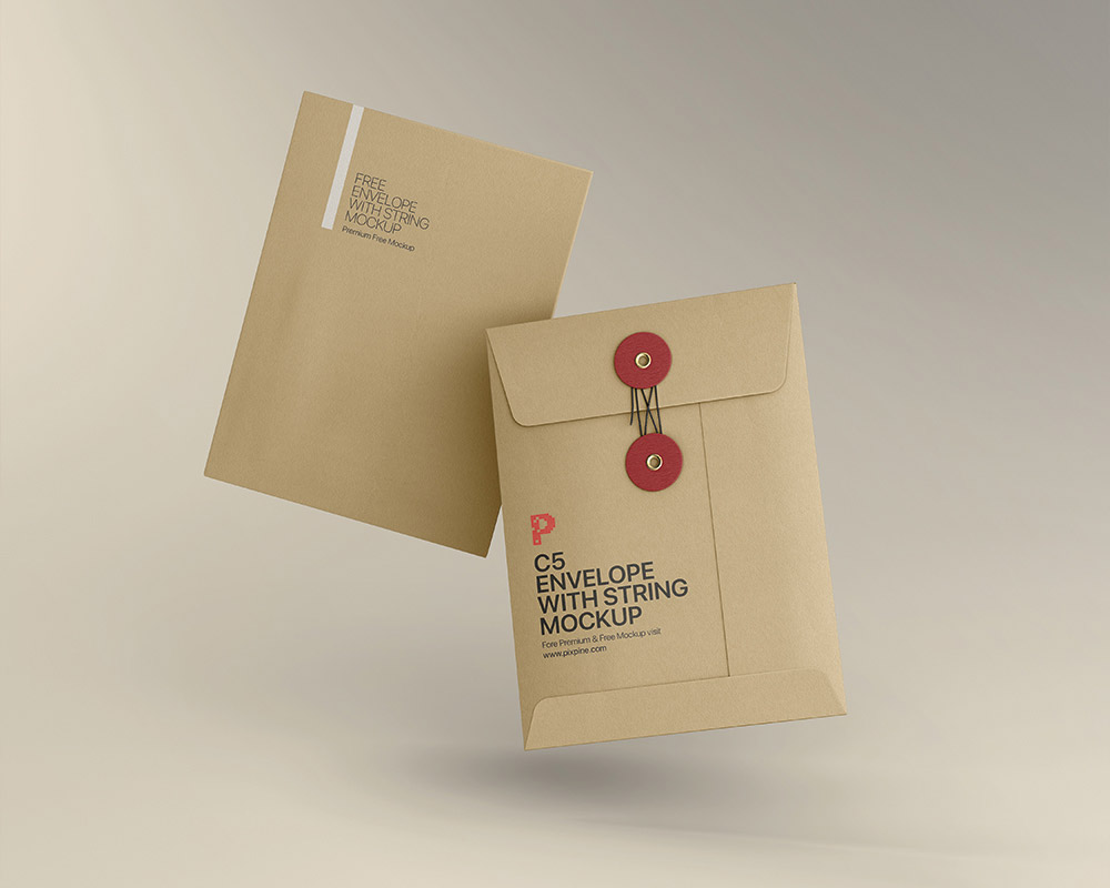 Free String Envelope Mockup PSD