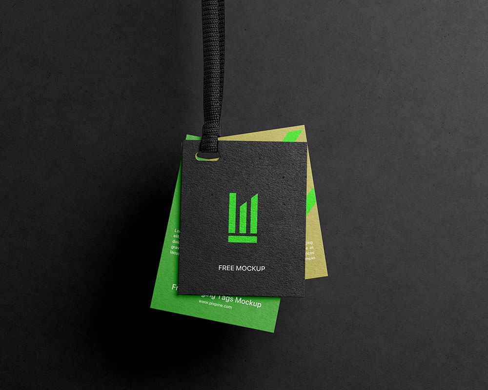 Free Hanging Label Tags Mockup PSD