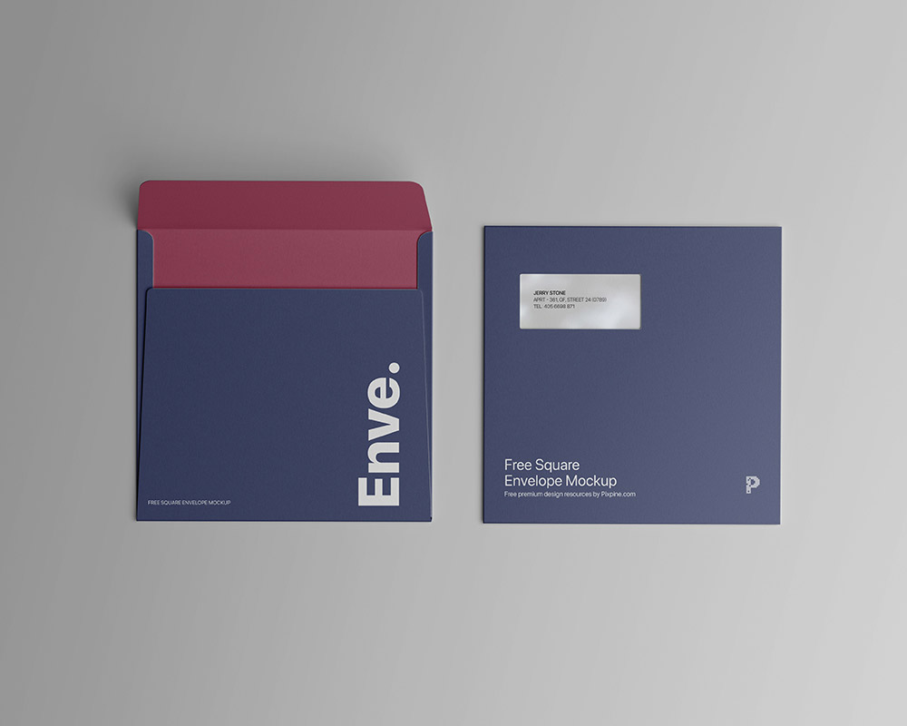 Free Square Envelope Mockup PSD
