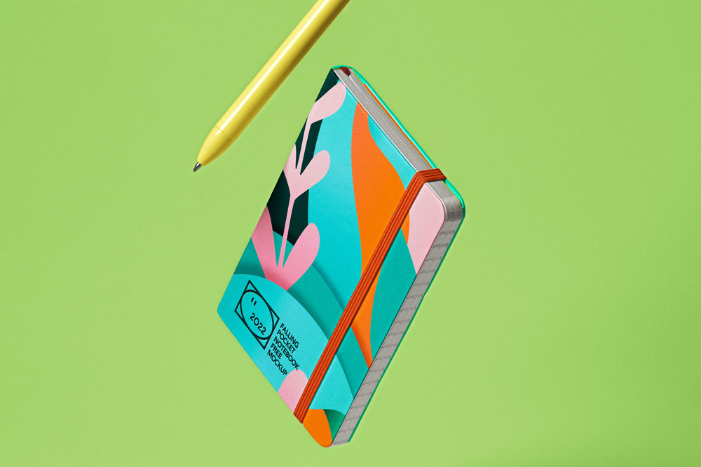 Free Gravity Pocket Notebook Mockup