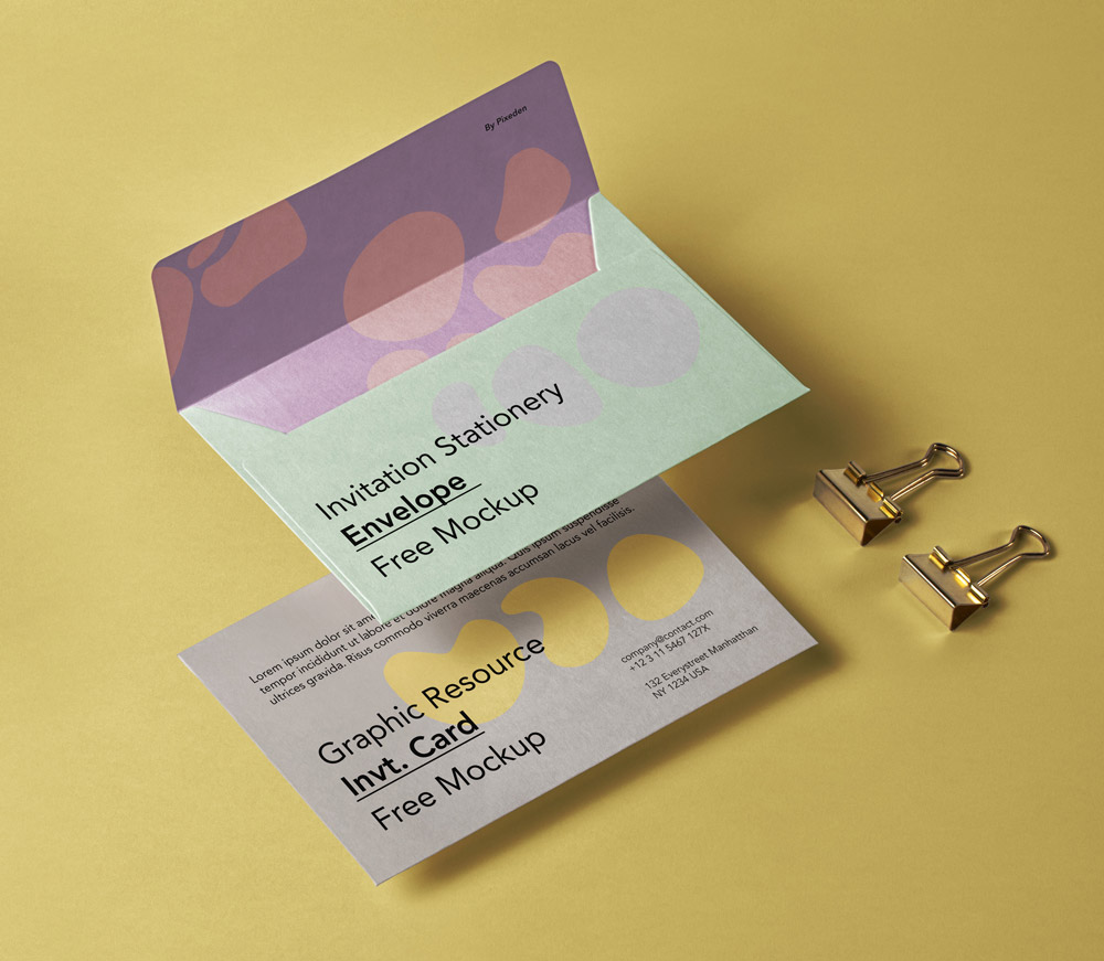 Free Invitation Envelope Mockup PSD