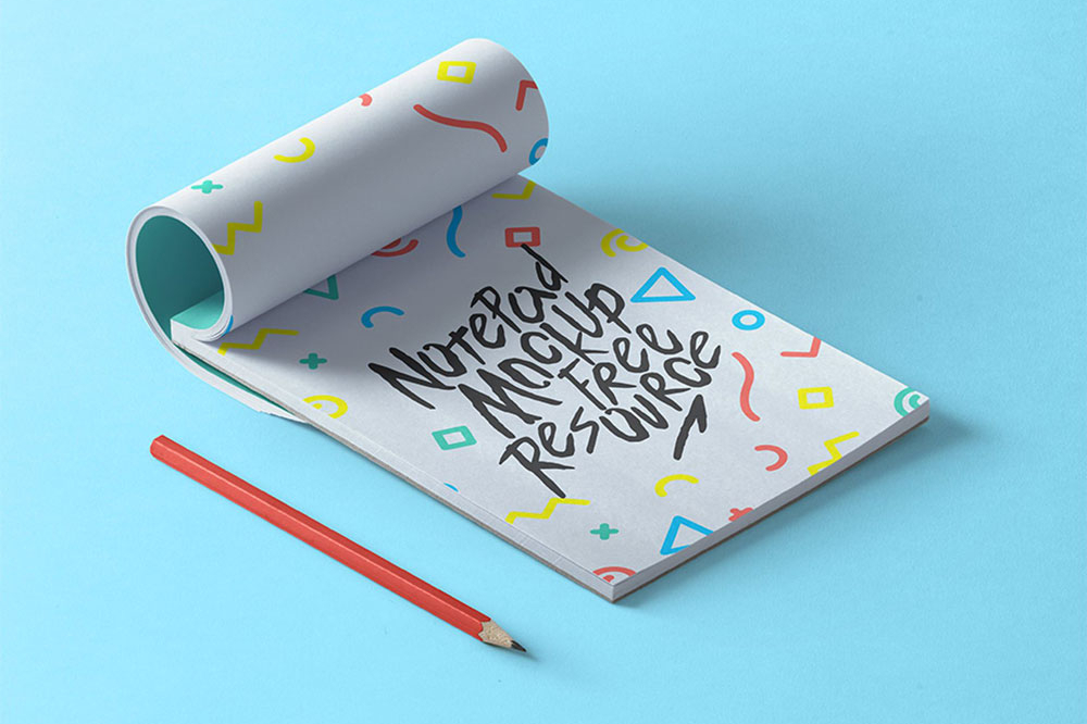 Free Perspective Notepad Mockup PSD