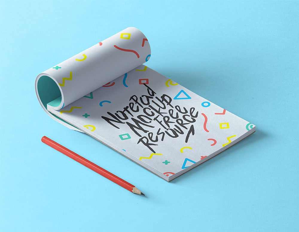 Free Perspective Notepad Mockup PSD