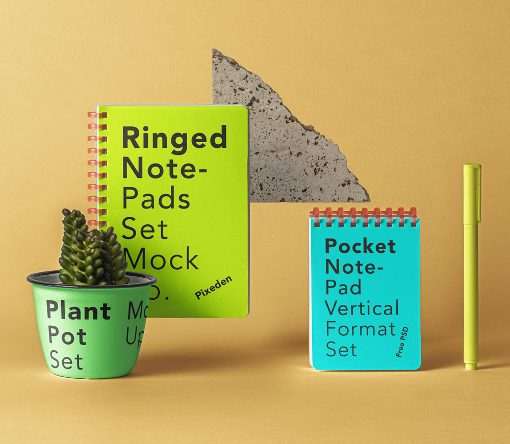 Free Ringed Notepad Mockup PSD