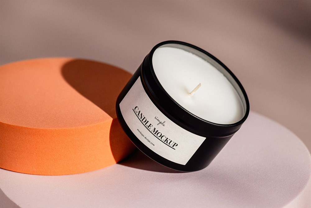 Free Black Tin Candle Mockup PSD