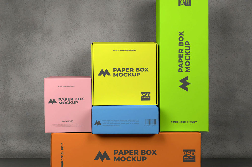 Free Paper Packaging Box Mockup PSD