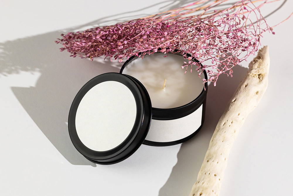 Free Tin Jar Light Candle Mockup PSD