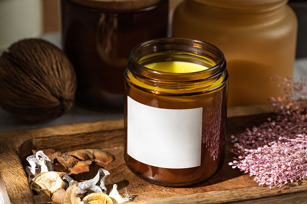 Free Amber Jar Candle Mockup PSD