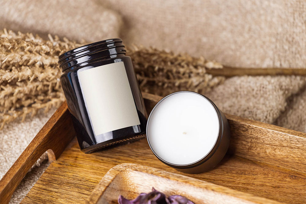 Free Dark Glass Candle Mockup PSD