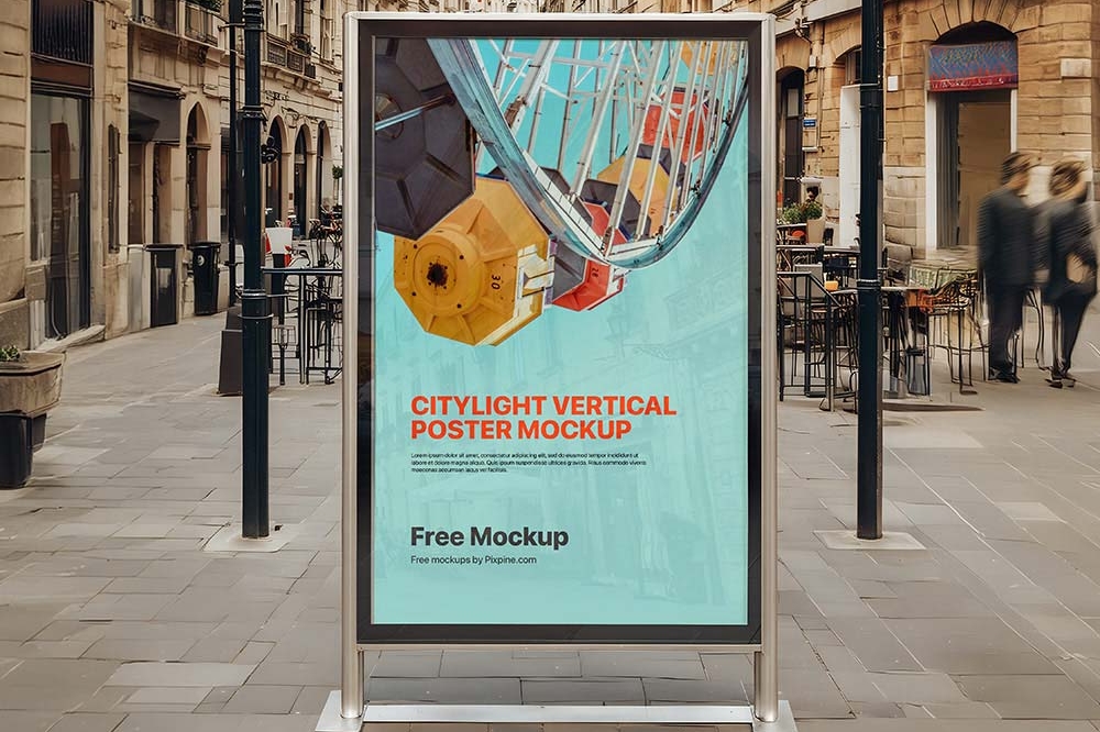 Free Citylight Vertical Poster Mockup PSD