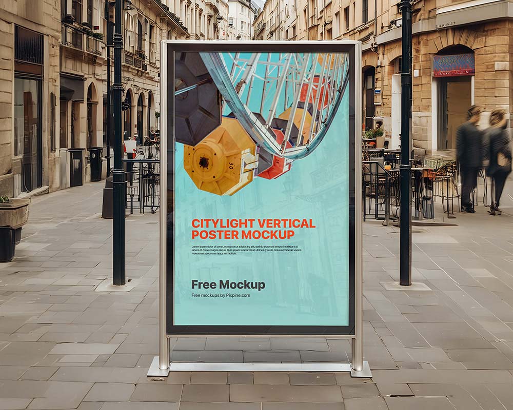 Free Citylight Vertical Poster Mockup PSD