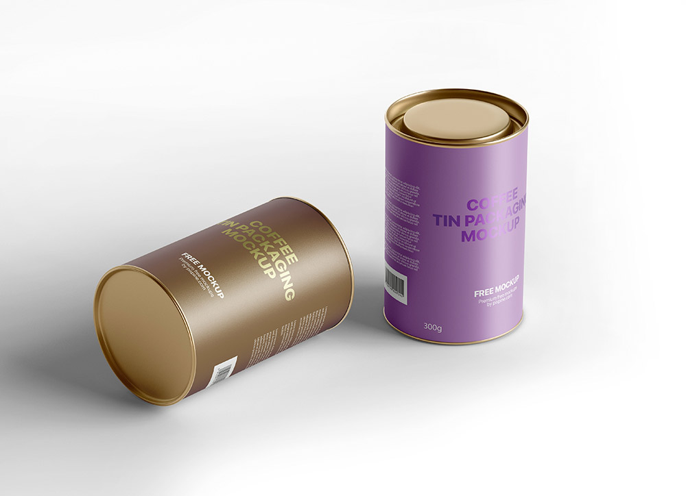 Free Coffee Tin Can Mockup PSD