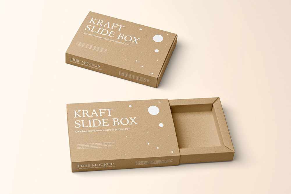 Free Kraft Paper Slide Box Mockup PSD