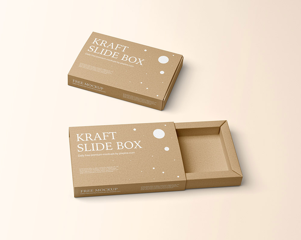 Free Kraft Paper Slide Box Mockup PSD