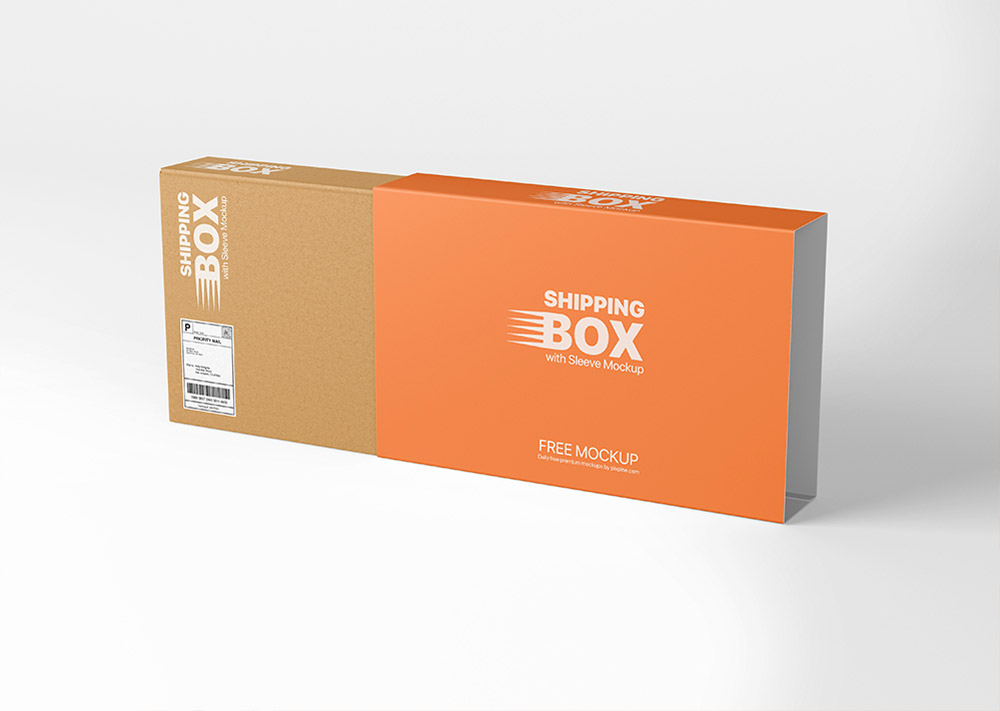 Free Shipping Box Mockup PSD