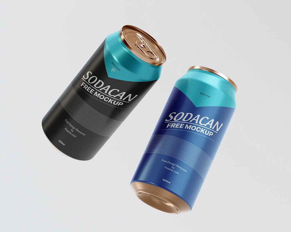 Free Soda Can Mockup PSD