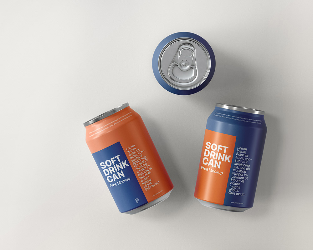 Free Soft Drink Can Mockup PSD