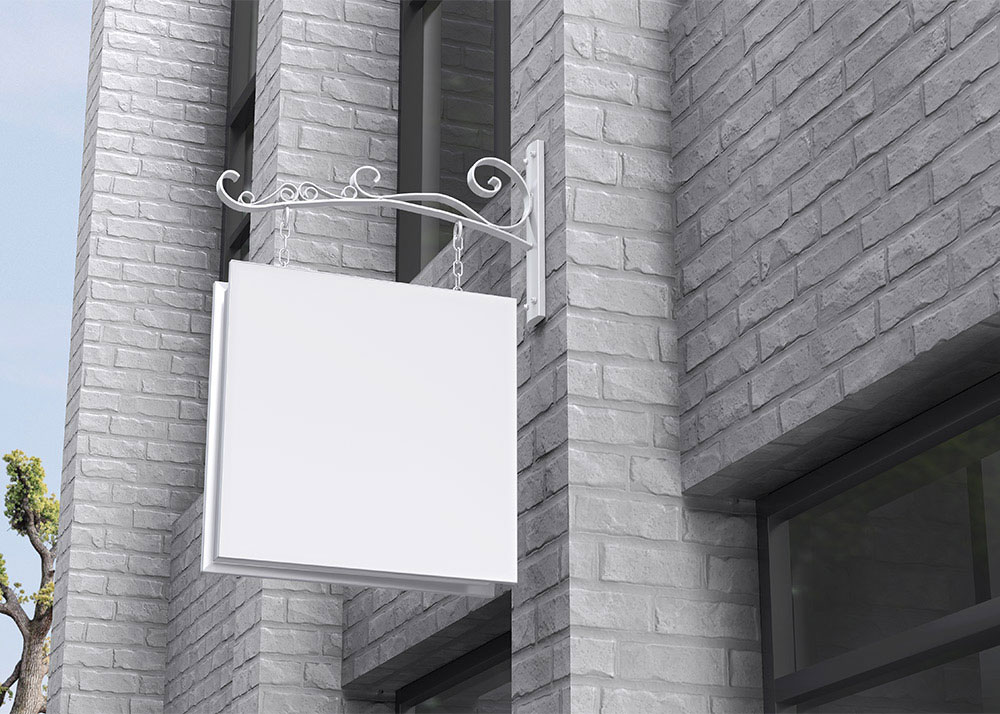 Free Square Hanging Store Sign Mockup PSD
