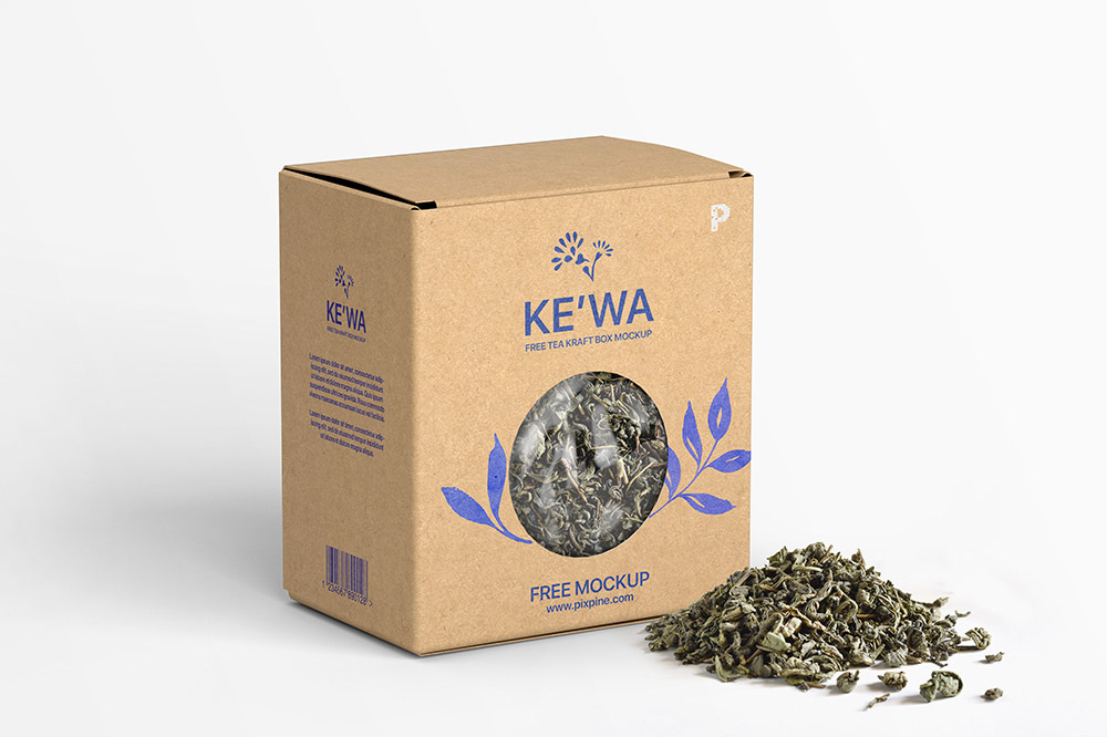 Free Tea Kraft Box Mockup PSD