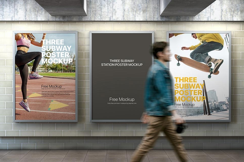 Free Subway Station Poster Mockup PSD