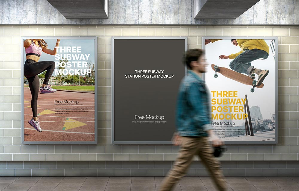 Free Subway Station Poster Mockup PSD