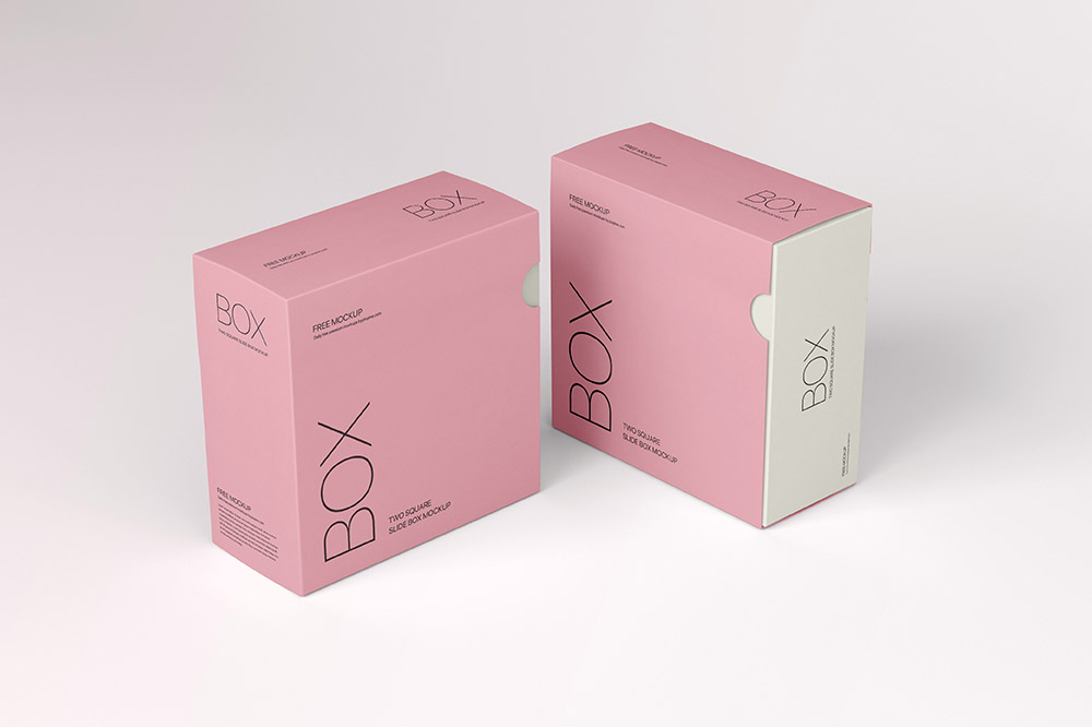 Free Two Square Slide Box Mockup PSD