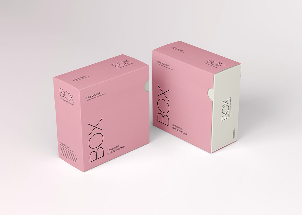 Free Two Square Slide Box Mockup PSD