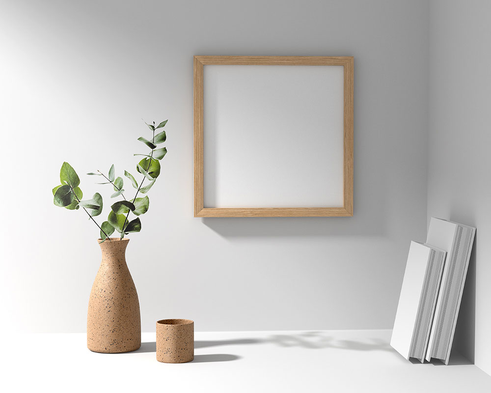 Free Wooden Square Frame Mockup PSD