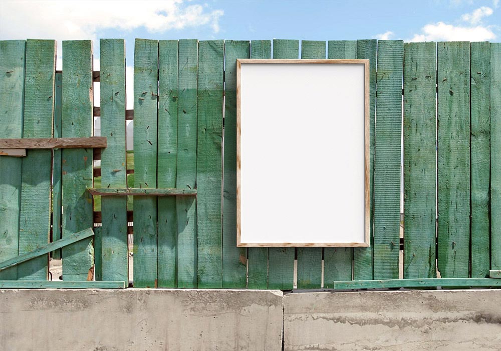 Free Wooden Wall Poster Mockup PSD