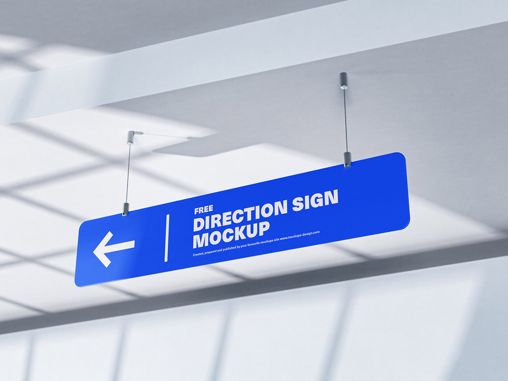 Free Hanging Direction Sign Mockup PSD