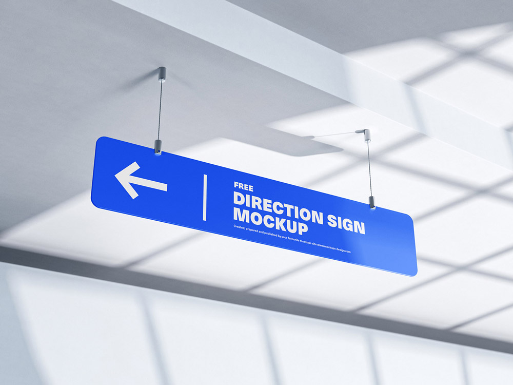 Free Hanging Direction Sign Mockup PSD