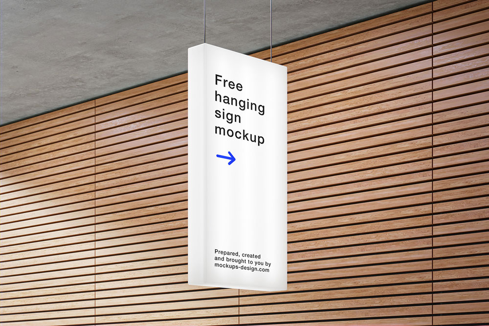 Free Rectangle Hanging Sign Mockup PSD