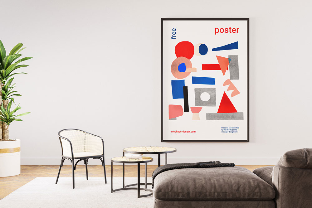 Free Large Room Poster Mockup PSD