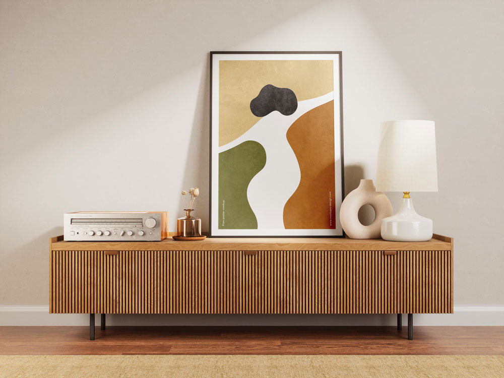 Free Dresser Poster Mockup PSD