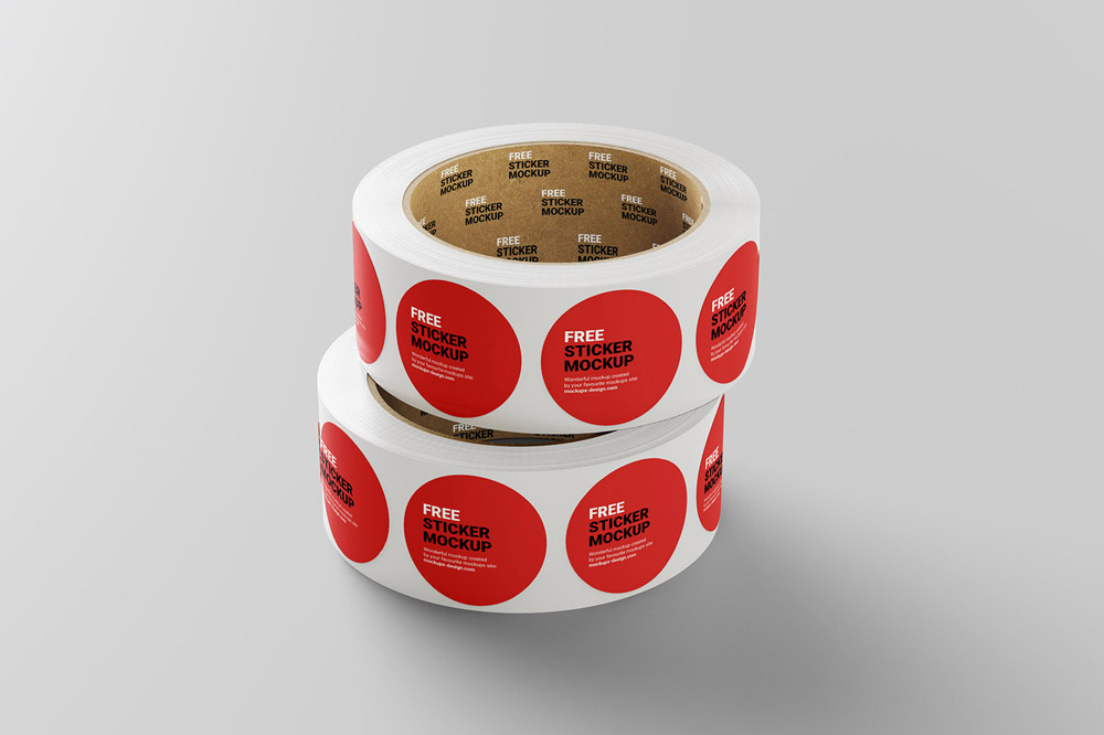 Free Round Roll Sticker Mockup PSD