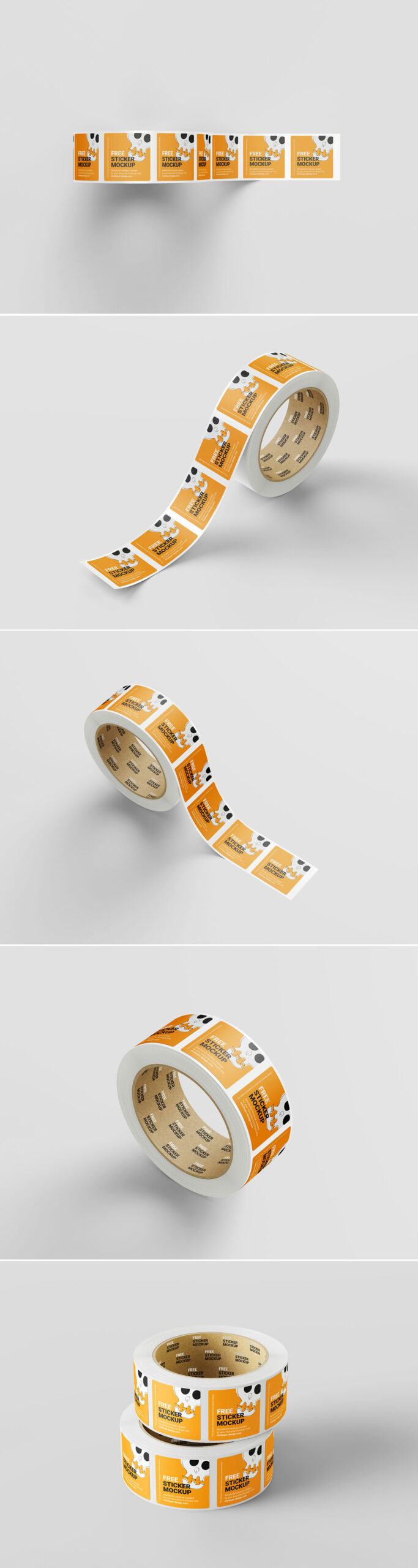 Free Square Sticker Roll Mockup PSD