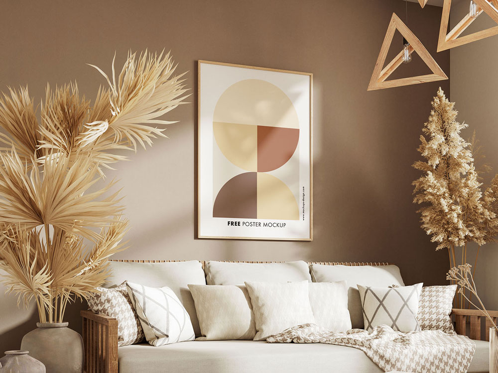 Free Small Room Poster Mockup PSD