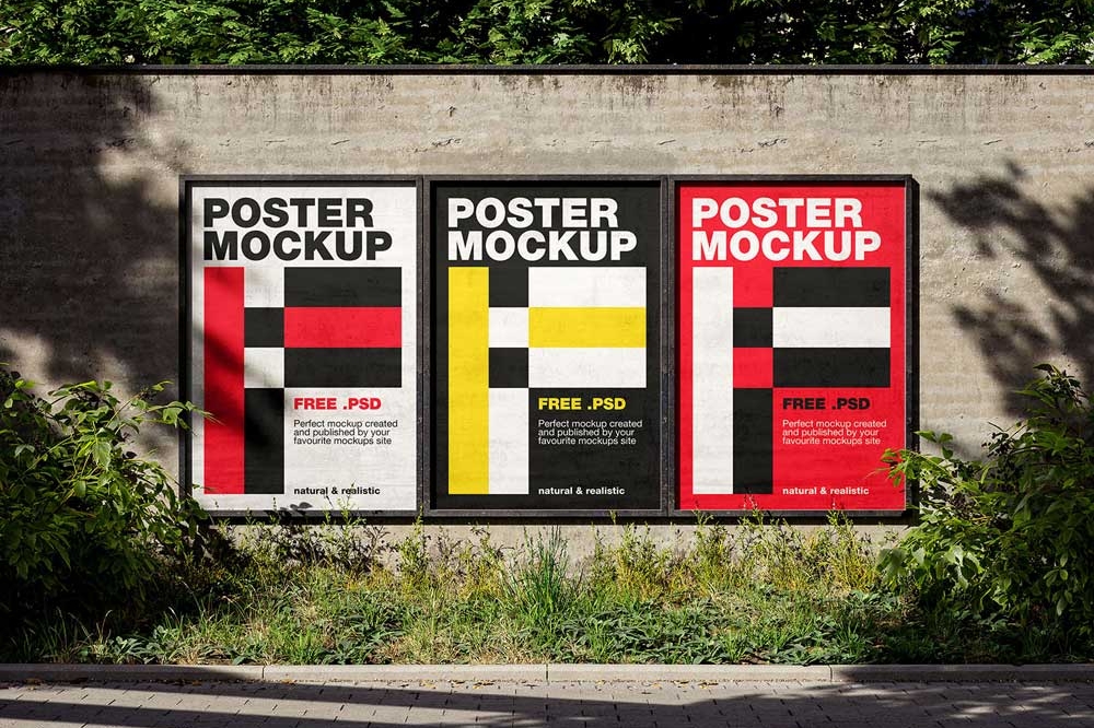 Free Old Wall Poster Mockup PSD