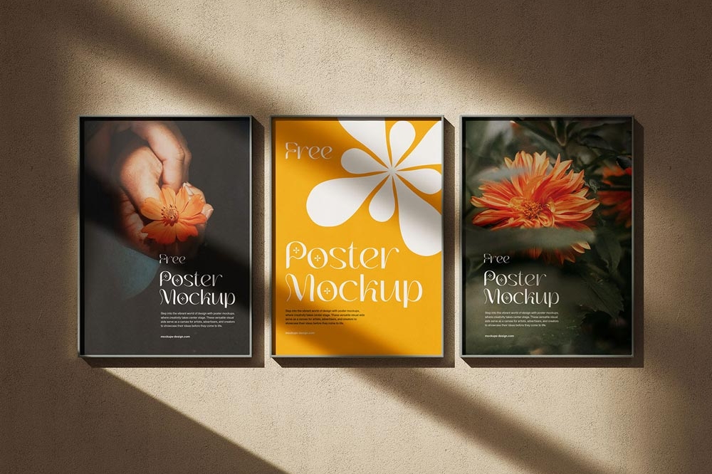 Free Thin Wall Poster Mockup PSD
